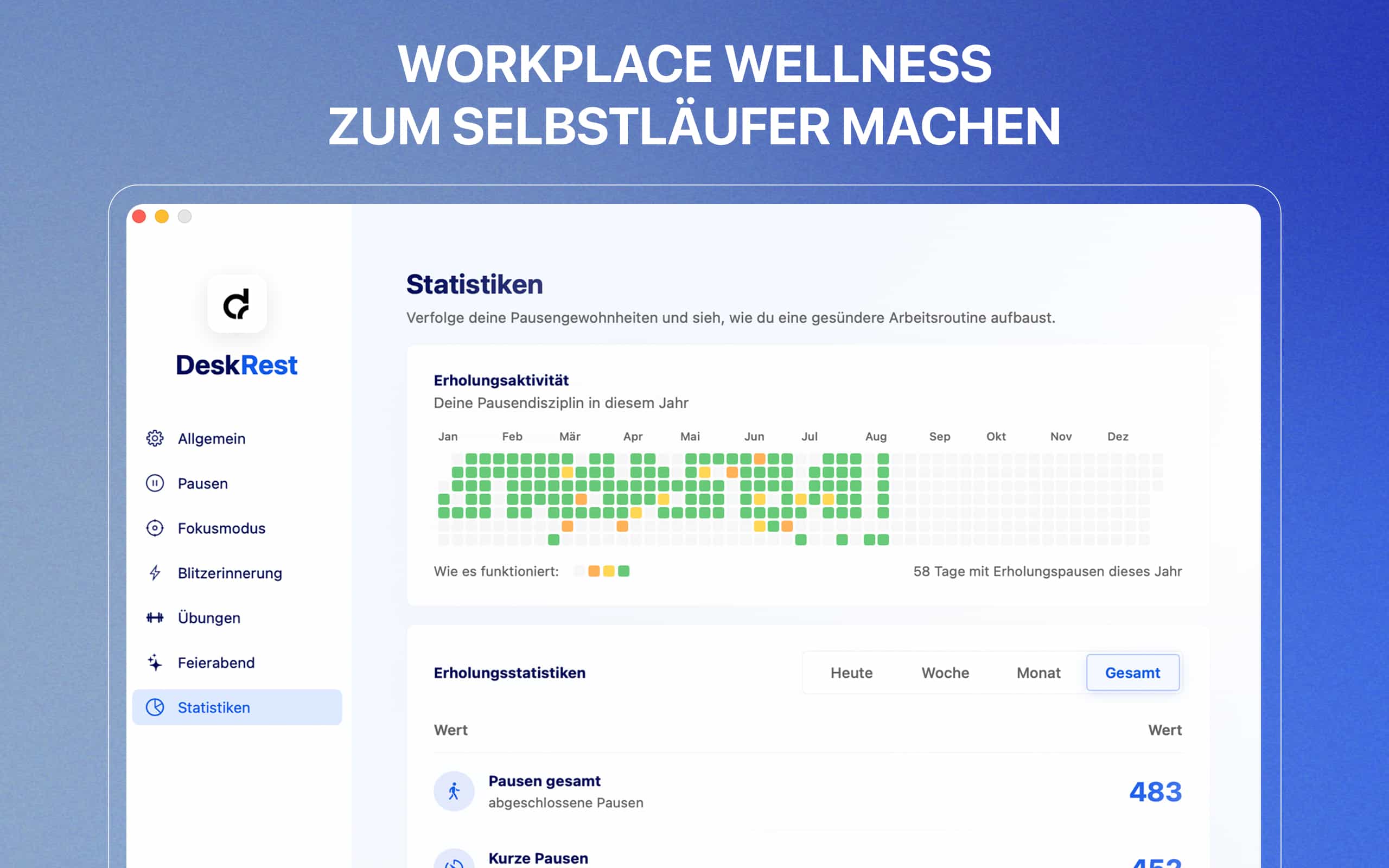 DeskRest Statistik-Einstellungen