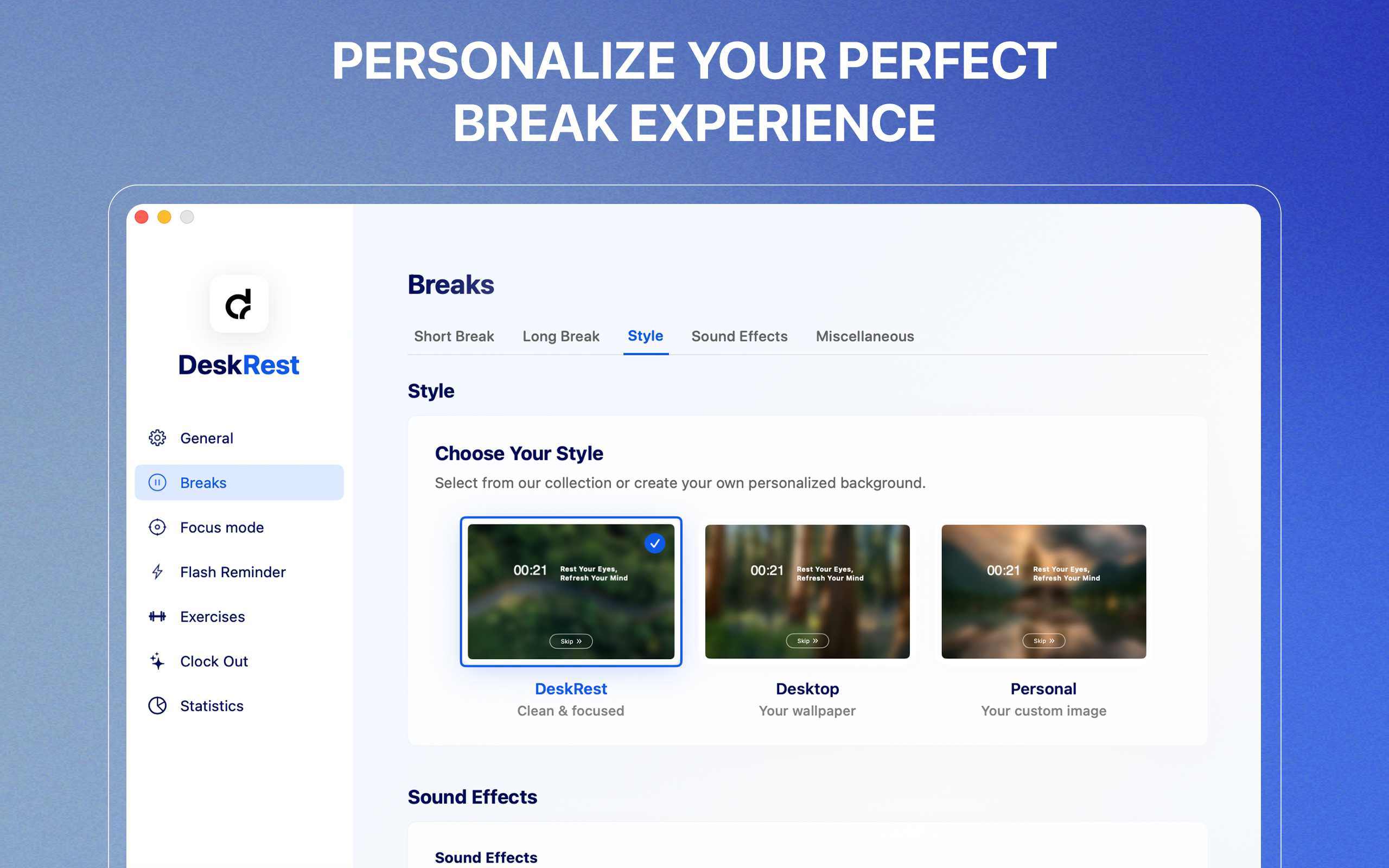 DeskRest Custom Background Settings